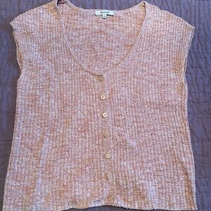 Madewell Peach Button-Up Sweater